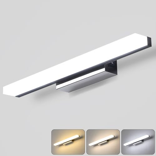 Lightess 40CM Applique Salle De Bain Avec Interrupteur LED 6W Lampes Pour Miroir De Salle De Bain Étanche Ip44 En Acier Inoxydable Décoration WC Toilette Maquillage 6000K Froid Blanc