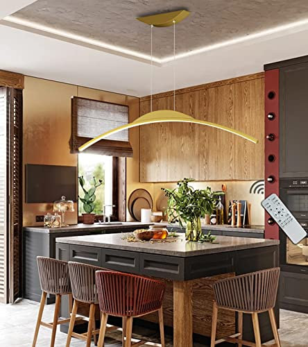 Luci a sospensione a LED dimmerabili moderne per sala da pranzo con altezza regolabile in altezza lampada a sospensione ad arco dorato per ufficio, soggiorno, camera da letto, lampadario da soffitto