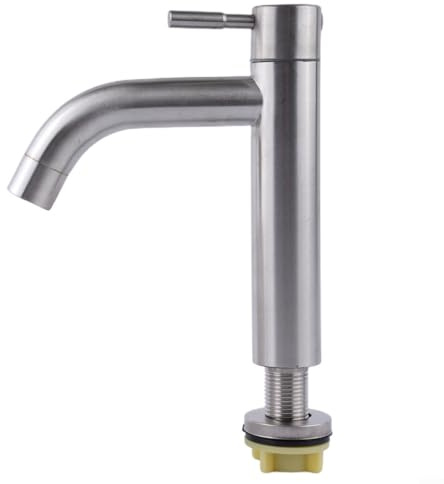 Sandyseptember Robinet mitigeur de lavabo en acier inoxydable à levier unique pour lavabo d'eau froide