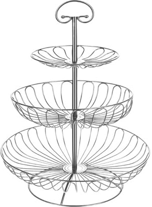 MTKSFDC Canasta De Frutas De Varios Niveles Fruteros De Hierro Forjado, Cestas De Frutas, Grandes Soportes For Frutas, Organizadores For Encimeras De Cocina Y Mesas De Comedor(Silver)