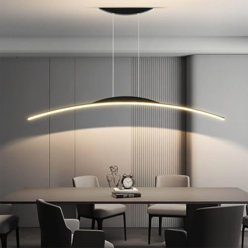 LED Lampadario a Sospensione Lampada da Tavolo da Pranzo Moderna Semplice ad arco Cucina Lampada a Sospensione Dimmerabile in Altezza Regolabile per Sala da Pranzo Soggiorno Ufficio (Nero, 120cm)