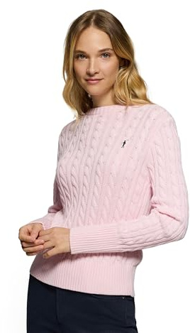Polo Club Jersey Trenzado para Mujer en Color Rosa y con Logo Bordado