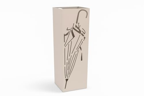 NORDIQ - Paraguero Metálico - Paragueros Modernos y Decorativos - Paragueros Originales para Entrada, Recibidor, Oficina o Comercio | Paragüero de Diseño Elegante y Funcional - Diseño Lineal - Beige
