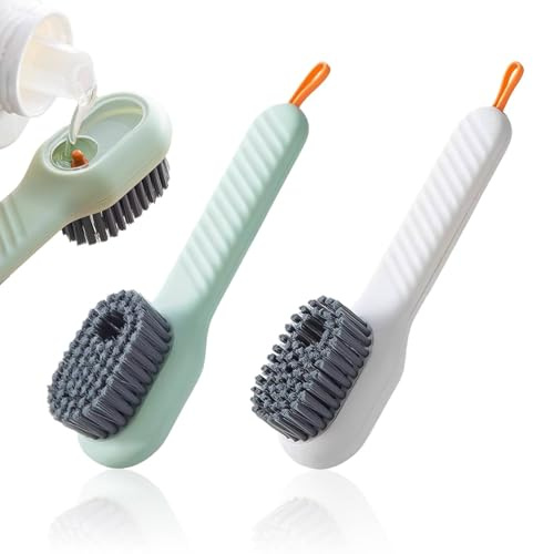 Funalix Lot de 2 brosses à cirage de chaussures, multifonctionnelles, avec boîtes à liquide, brosse de nettoyage pour vêtements (vert et blanc)