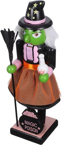 BESPORTBLE Halloween Wooden Nutcracker Witch Figure Painted Wooden Soldier Nutcracker Ornament for Holiday Decorations and Seasonal Party Displays