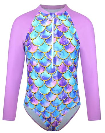 2026 Niñas Traje De Baño Traje De Baño Para Niñas De Manga Larga Rashguard, Traje De Baño De Sol Para Surf, Natación, Deportes Swimsuit Cómodo Vestido De Baño