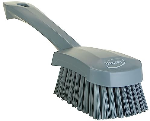 Vikan 419288 - Cepillo de limpieza con mango corto, rígido, color gris
