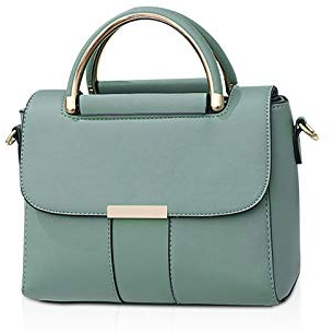 NICOLE & DORIS Damen Handtasche mit Gewölbtem Griff Elegant PU Leder Schultertasche kleine Umhängetasche für Frauen Crossbody Bag zum Arbeiten Lernen und Einkaufen Grün