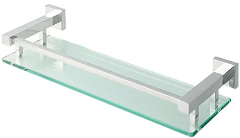 SAYAYO Estanteria Baño, Estanteria Ducha Cristal Pared Accesorios Baño Champú Organizador Baño Pulido Acero Inoxidable Soporte de Ducha de Vidrio para Baño 412mm x 130mm x 70mm, EGC2000-40-C