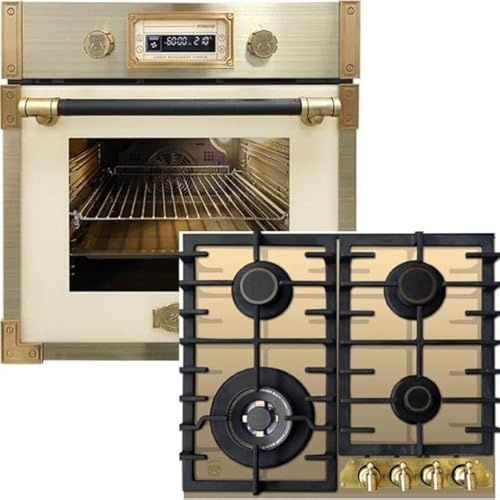 Kaiser Four pyrolyse « EH 6427 ElfAD+KCG 6335 ElfEm», four à encastrer rétro pyrolyse 73 L, verre ivoire 60 cm+60 cm, plaque métallique à facette avant 3,8 kW