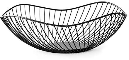 LdawyDE Corbeille a Fruit, Panier a Fruit Métal, Corbeille à Fruits Noir 25,5 x 10 cm corbeille de fruits moderne