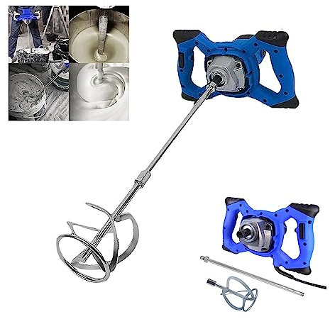 2600W Rührwerk betonrührer, 6-Gang-Getriebe 0-1700U/min, M14 Spiralstange 60cm, Farb-Mörtelrührer Ø 120mm, für Mischgut/Handmischer für Farbe, Beton, Mörtel, Putz, Kleber und Zement
