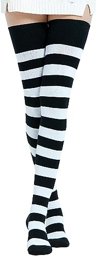 DRESHOW Femme Coton Extra Longues Chaussettes Hautes de Cuisse Montantes Chaussettes de Genoux para Sport Cosplay