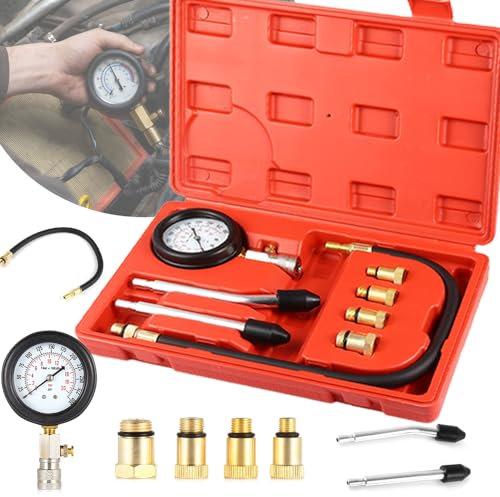 Kompressionstester，Zündkerzentester，Motoren Kompressionstester,Automotive Benzinmotor Kompressionstester 0-300 PSI / 0-20 Bar mitM10M12M14M18, mit Kunststoffgehäuse