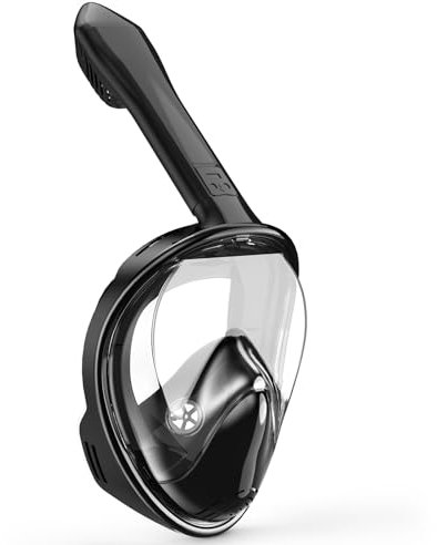 LITTLEJSY Vollgesichts Schnorchelmaske, Schnorchelausrüstung mit Kamerahalterung, 180 Grad Panoramablick Schnorchelset Anti-Fog Anti-Leck für Kinder Jungen (Black)