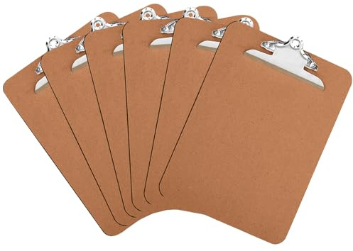 HERKKA 6 Pack Hardboard Office Clipboards - A4 Letter Size, ECO Friendly