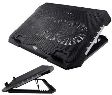 Laptop-kylare | Justerbar RGB laptop kylplatta | tyst fläktkylstativ | laptopkylare med 2 USB-portar och integrerad telefonhållare | mångsidig användning på skrivbordet eller knäet
