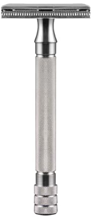 Double Edge Safety Razor for Men, Silver Traditional Classic Safety Razor for Women Men, Aluminum Alloy Metal Manual Razor Reusable Razor with Long Handle for Hair Removing (No Blades Included)