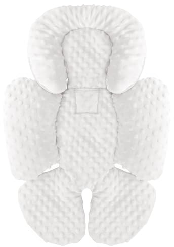 Baby Autositz-Kissen, Kopf- und Körperstütze für Neugeboreneneinsatz, 2-in-1 reversibles Babysitz-Kissen, weiche Kinderwagen-Einlage für Autositze, Babywippen, Kinderwagen und Schaukeln (Weiß)
