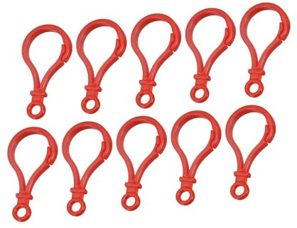 Unifizz 24 cierres acrílicos de pinza de langosta de 48 mm, ganchos de plástico surtidos para manualidades, llaveros, dijes de bolsa, clips Squishmallow, accesorios de mochila, color rojo