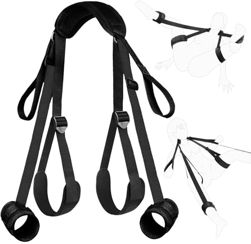 BDSM Bondage Restraints Handcuffs Adult Woman Sex Toys - Adjustable Bondaged Adult Kit with Handcuffs & Leg Ties, Neck to Thigh Harness Set Sex Toyscouples for Couple Beginners, Women & SM Play