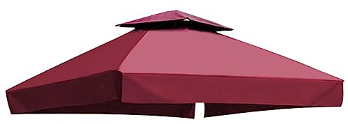 Toldo de repuesto impermeable de 3 m x 3 m, cubierta de tienda de campaña de techo de 2 niveles para protección solar al aire libre, refugio de pabellón, duradero y resistente a la intemperie