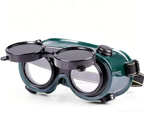 HUBa Gafas de soldadura para hombre, protección ocular con gafas plegables, molienda a prueba de polvo, corte de plasma y soldadura, gafas de linterna