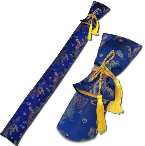 LYVQZPWLR Taichi Sword Carrying Bag, Multicolor Silk Sword Bag 135x13cm Vintage Pattern for Katana Wakizashi Tai Chi Sword(Blu)