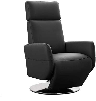 CAVADORE Cobra Fauteuil TV en Cuir véritable avec 2 Moteurs électriques et Batterie Noir 71 x 110 x 82 cm