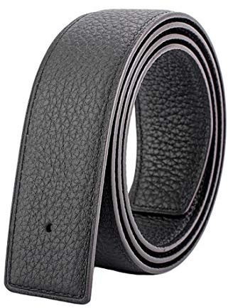 Vatee's Cinturones de cuero genuino reversibles para hombres/mujeres correa de cinturón de repuesto sin hebilla 32mm de ancho 120cm de largo Negro & Negro