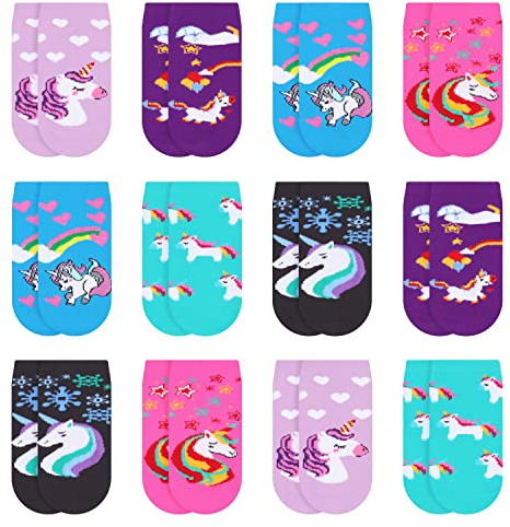 Libella 12 paia Calzini Bambini Calze Ragazze Cotone Conforto Traspirante per Primavera Estate calzini per sneaker colorati 2108 23-26