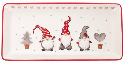 Keramik Teller Weihnachten Dessertteller Steakteller: Weihnachtsteller Porzellan Speiseteller Salatteller Rechteckig Wichtel Zwerg Muster Frühstück Obst Snacks Kuchen Dessert Serviergeschirr Festival