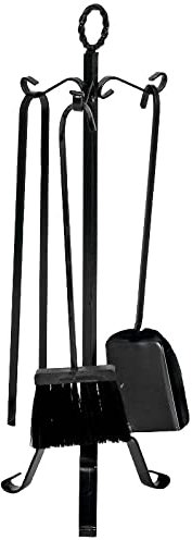 Azard Set Attrezzi Camino Kit Accessori caminetto Ferro battuto Pala Pinza Scopa 5 pz