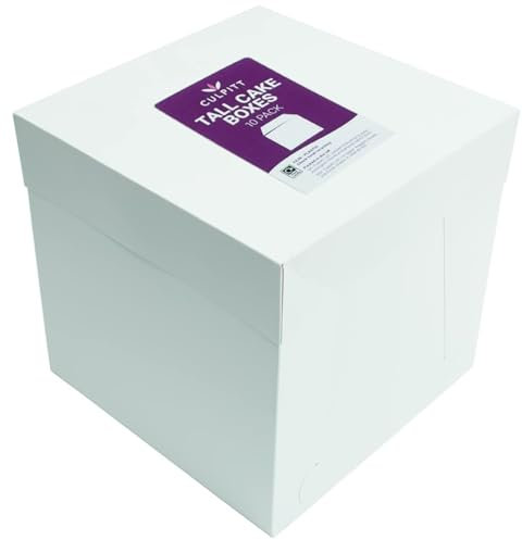 Culpitt 12 White Tall Cake Boxes, Pack Of 10, 304 X 304 X 304mm (12 X 12 X 12''), Ideal for Transporting Wedding Cakes, Extra High Cake Boxes