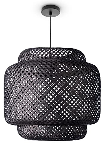Paco Home Deckenlampe Bambus Hängelampe Korb Boho Lampe Esszimmer Ø40cm Wohnzimmer Hängend Rattan Natur Küche Vintage E27 Retro 1,5m Textilkabel