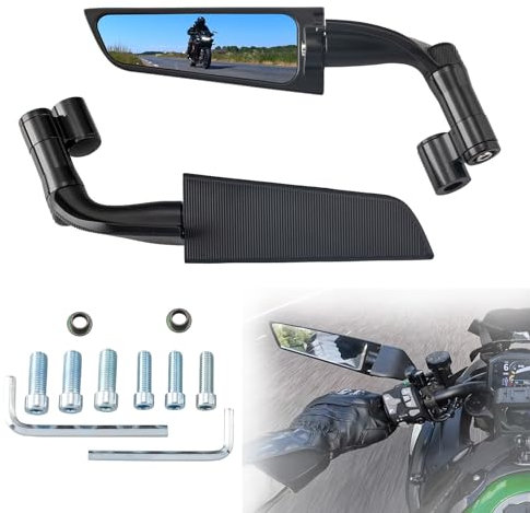 Xintre Racing Motorcycle Mirrors Universal 10mm and 8mm Stealth Wind Wing Side Mirrors Compatible with Honda Yamaha Kawasaki Z400 Z650 Z900 Suzuki Duke 1290 Super Duke R Evo ABS 390 Street Bike