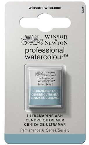 Winsor & Newton 0101424 Professional Watercolour - Ultramarine Ash, 1/2 skål - akvarellfärg, livfulla färger i konstnärskvalitet, hög färgglans och ljusstyrka, ljusäkta