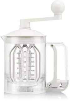 Bodum Pancake Mélangeur et Distributeur de Pâte à Crêpes BISTRO Blanc – Mesure Intégrée – Versement Facile, Durable – Plastique sans BPA – Compatible Lave-Vaisselle
