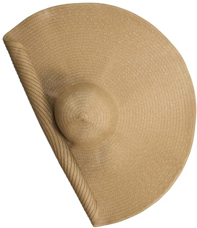 Sombrero de Paja Plegable Visera Extra Grande de Mujer - Ala Ancha Suave Transpirable para Playa Al Aire Libre UV Protección (Caqui)