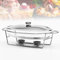 Contenitore di riscaldamento alimentare 3L, set di buffet di piatti con pentola in vetro, coperchio in metallo, supporto in acciaio inossidabile per feste, matrimoni, banchetti, eventi di ristorazione