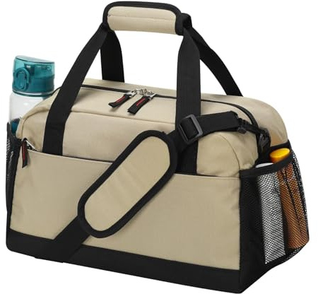 LONALIA Kleine Sporttasche mit Nassfach - 35×20×20cm Handgepäck, Mini Duffle Bag mit Mehreren Fächern für Sport, Weekender, Kurzreisen - Kamel