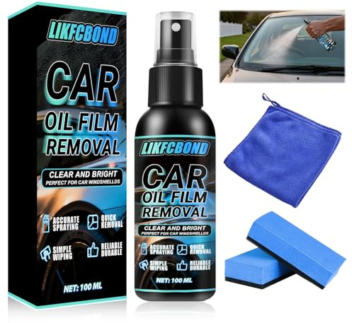 LIKFCBOND Pulitore Vetri Auto, 100ML Car Glass Olio Film Stain Emover, Limpido e Luminoso Senza Condensa, Auto Detergenti Lavavetri Adatto per Finestrini, Parabrezza e Specchietto Retrovisore