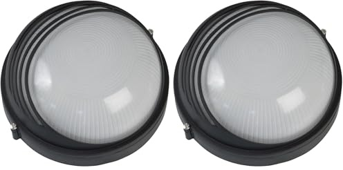 Amig - Plafone Esterno Stagnato | Mod.2 | Ø 240 x 125 mm | Applique da Parete Decorativa | Adatta per Ingressi, Facciate, Giardini o Balconi di Case | Lampada Circolare in Alluminio Nero