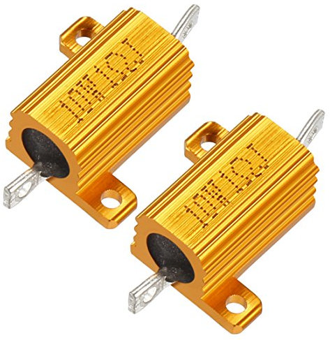 sourcing map 2 Stück Aluminiumgehäusewiderstand 10W 1 Ohm Drahtwicklung für Wandler mit Stangenpfosten 10W1RJ