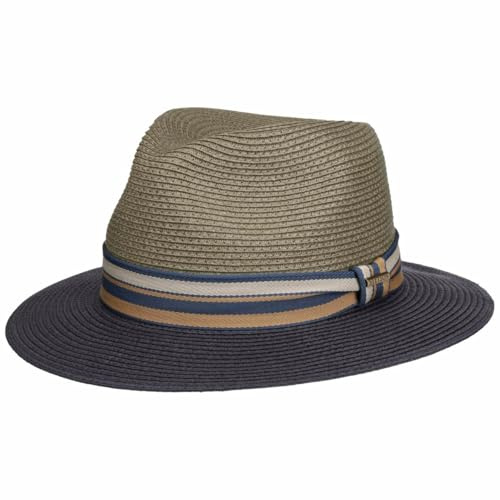 Stetson Licano Toyo Trilby Strohhut UV Schutz 40+ Damen Herren Frühling Sommer dunkelblau XXL (62-63 cm)