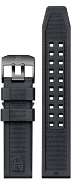 Luminox Watch Strap FPX.3050.20B.2.K - 23mm Black Rubber Watch Band with Stainless Steel Buckle for 3050 3051 3080 3081 8820 8821 8822, black/grey, Strap.