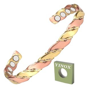 Dreifach magnetisches Armband aus reinem Kupfer für Damen, Arthritis, Heilung, Schmerzlinderung, Therapie, 2 Magnete, verstellbar, Unisex Damen