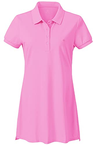 AjezMax Dam poloklänning kortärmad bomull sport tennis golfklänning, rosa, XXL