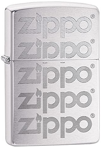 Zippo Briquet Tempête - Design Logo - Gravure Auto sur Finition Chrome Brossé - Rechargeable - Réutilisable - Design Coupe-Vent - Coffret Cadeau - Fabriqué aux États-Unis