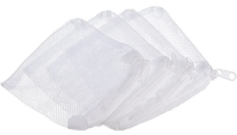 PATIKIL Aquarium Filter Media Bags 10x10cm 6 Pack Fish Tank Mesh Bags with Zipper White